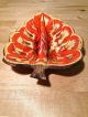 Vintage 1963 Treasure Craft Mid Century Leaf Ashtray Art Pottery Red Orange Mid-Century Modernism photo 2
