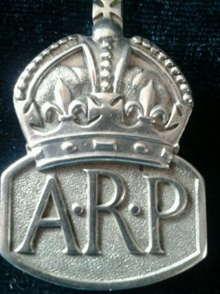 1938 - Solid Silver Hm Military Air Raid Precautions Arp Lapel Badge - London photo