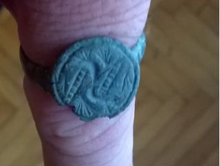 Ancient Roman Empire Bronze Ring - Engraved photo