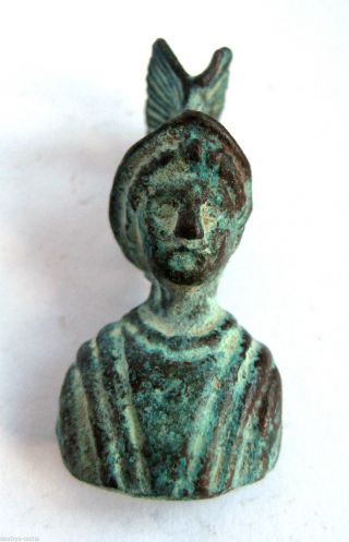 Circa.  50 - 100 A.  D British Found Roman Ae Bronze Statue - Bust Of Mercury photo