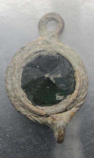 Tudor Period Pendant With Faceted Green Glass Insert photo