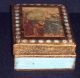 Vintage Wood Aqua Blue & Gold Gilt Florentine Hinged Trinket Box Signed Toleware photo 3
