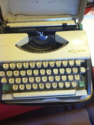 Vintage Olympic Deluxe Typewriter Grey 1950 ' S Cool Case West Germany photo