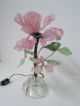 Stunning Vintage Handmade Opalescent Art Glass Boudoir Table Lamp Pink Flower Vg Art Deco photo 3