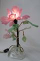 Stunning Vintage Handmade Opalescent Art Glass Boudoir Table Lamp Pink Flower Vg Art Deco photo 8