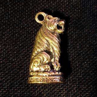 Thai Amulets Magic Tiger Brass Figurine Pendant Power Wealth Rich Luck Charm D06 photo