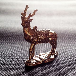 Animal Thai Amulets Lucky Deer Brass Figurine Statue Lucky Charm Rich D06 photo