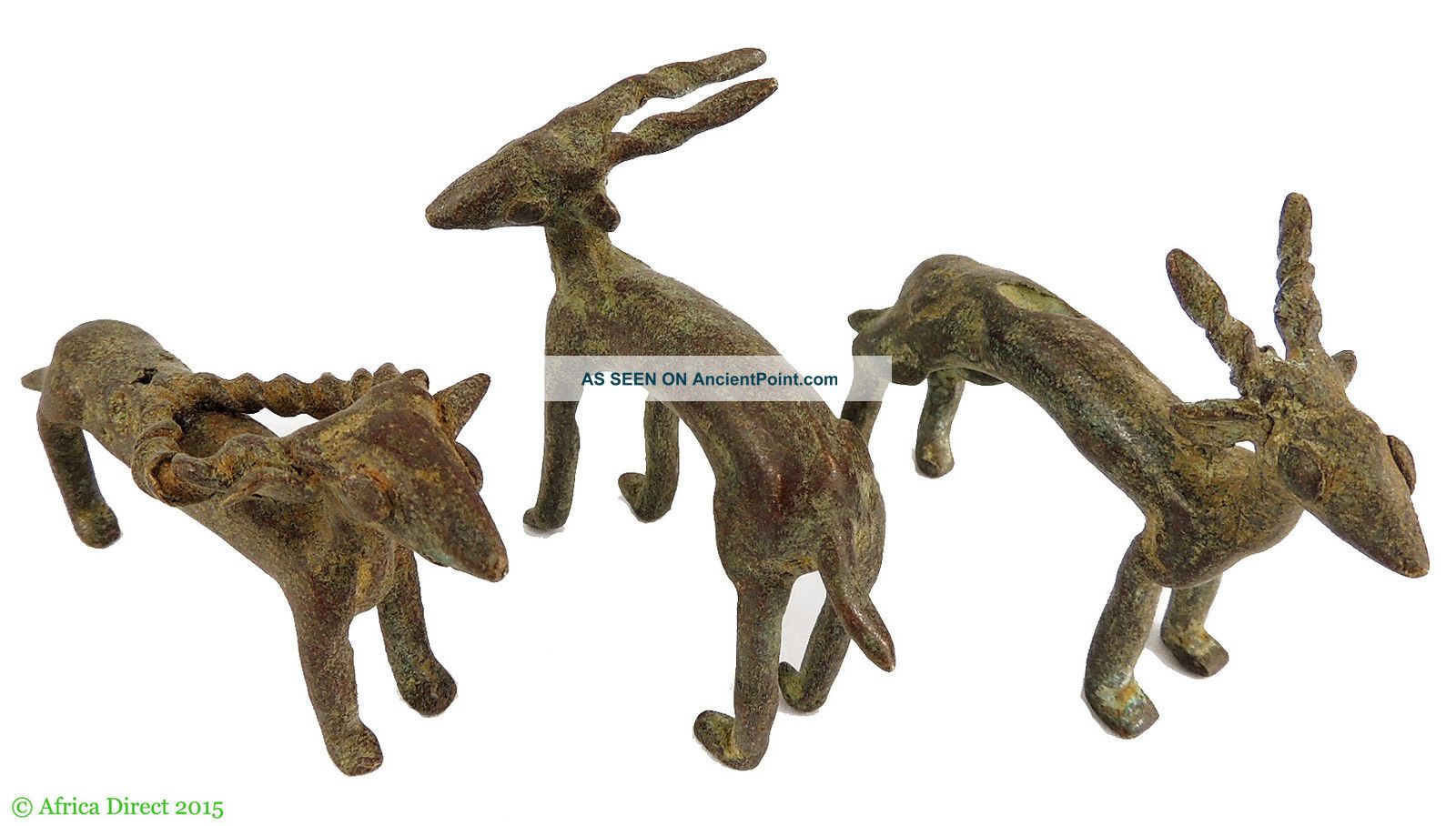 3 Goldweights Brass Antelopes Asante Africa Other African Antiques photo