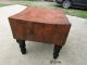 Huge Antique Butcher Block Table - Deeply Worn,  Distressed,  Chipped Lovely 1900-1950 photo 4