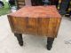Huge Antique Butcher Block Table - Deeply Worn,  Distressed,  Chipped Lovely 1900-1950 photo 6