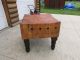 Huge Antique Butcher Block Table - Deeply Worn,  Distressed,  Chipped Lovely 1900-1950 photo 8
