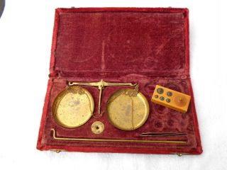 18th C 1700 ' S Repro Apothecary/surgeon ' S Brass Scales W/antique Weights photo