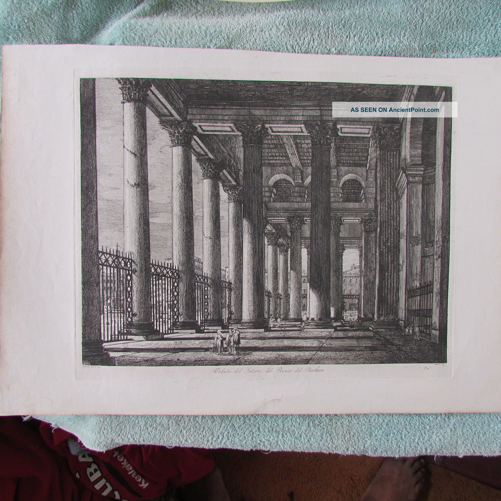 Luigi Rossini - Veduta Del Interno Del Pronao Del Pantheon T8 Roma 1820 Italy Roman photo