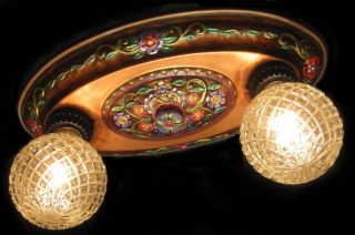 Highly Decorated Antique Art Deco/nouveau/victorian Dual Light Ceiling Fixture photo