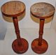 2 Matching Antique Solid Hand Turned Cedar Plant Pottery Stands Tables 1900-1950 photo 9