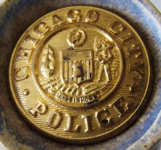 Antique City Of Chicago Police Large Brass Uniform Button City Seal Scovill 1 