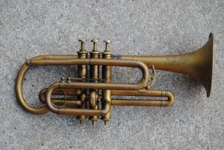 Vintage/antique Abbott Mfg Co Brass Cornet photo