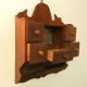 Antique 5 Drawer Wood Apothecary,  Spice Box Hanging W/ Mirror Copper Insert 1800-1899 photo 2