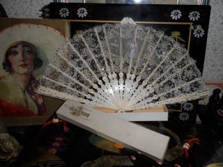 Fan For Girl First Communion,  S Xix,  Rods Bone Hand Carved, photo