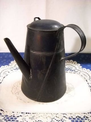 Antique Primitive Civil War Type Metal Tin Side Spout Coffee Pot 10 