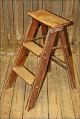 Vtg Wood Ladder 2 Step Kitchen Stool Display Brown Primitive Chic Country Shabby Primitives photo 1