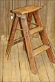 Vtg Wood Ladder 2 Step Kitchen Stool Display Brown Primitive Chic Country Shabby Primitives photo 3
