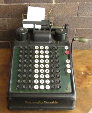 Antique Burroughs Portable Adding Machine Calculator Cast Iron Office photo