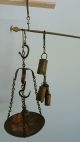 Antique Copper And Brass And Iron Hanging Beam Scale With Pan And Weight Scales photo 1