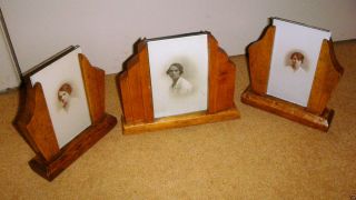 3 Vintage Art Deco Oak Picture Frames With Vintage Photographs C1920s / 1930s photo