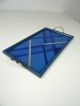 Bauhaus Cocktail Serving Tray Art Deco Glass Painting 1930 Salver Blue Art Deco photo 2