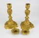 French Gilt Bronze Candlesticks,  19th Century Floral & Foliate Design Metalware photo 3