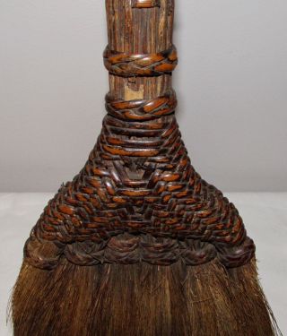 Antique Handmade Hand - Bound Woven Rattan Besom Hearth Broom Thailand C.  1900 - 1940 photo