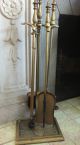 English Victorian Style Brass Fireplace Hearth Tools & Stand Hearth Ware photo 1