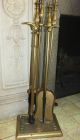 English Victorian Style Brass Fireplace Hearth Tools & Stand Hearth Ware photo 2