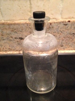 Vintage Glass Medicine Bottle Usa Apothecary Pharmacy Jar Old Rubber Top photo