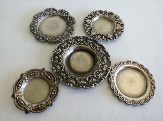 5 Small Solid Sterling Silver Salver Trays Hallmarked Decoration photo