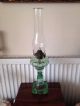 Vintage Glass Oil Lamp Light Green Pressed Glass Order 20th Century photo 6
