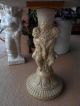 Vintage Plaster Cherub Angel Side Table Or Plant Stand W/marble Top 20 3/8 