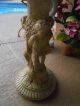 Vintage Plaster Cherub Angel Side Table Or Plant Stand W/marble Top 20 3/8 