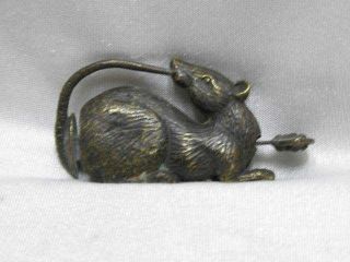 Chinese Old Style Bronze Lucky Mouse Lock And Key photo