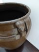 Ancient Chinese Stoneware Pottery Strap Handled Olive Vessel Jar Green Glazed Pots photo 4
