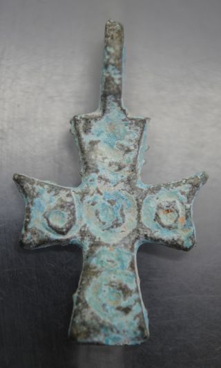 Early Medieval Bronze Crusades Period Byzantine Cross Pendant 11th C photo