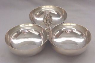 Silverplate Christofle Triple Bowl Appetizer Dish Tray Centerpiece 9 