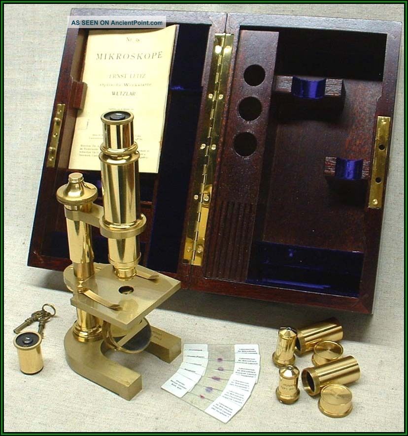 Rare Replica 1899 Leitz Stativ Iv Cased Brass Microscope Outfit Microscopes & Lab Equipment photo