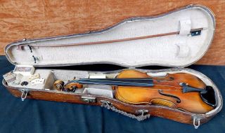 Antique Giovan Paolo Maggini Brefcia 1650 Full 4/4 Violin W/bow And Wooden Case photo