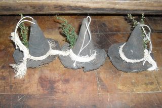 Handmade Primitive Halloween/fall Witch Hat Bowl Fillers/ornies Sm photo
