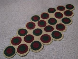 Primitive Christmas Scalloped Edges Layered Penny Rug Table Decor Candle Mat photo