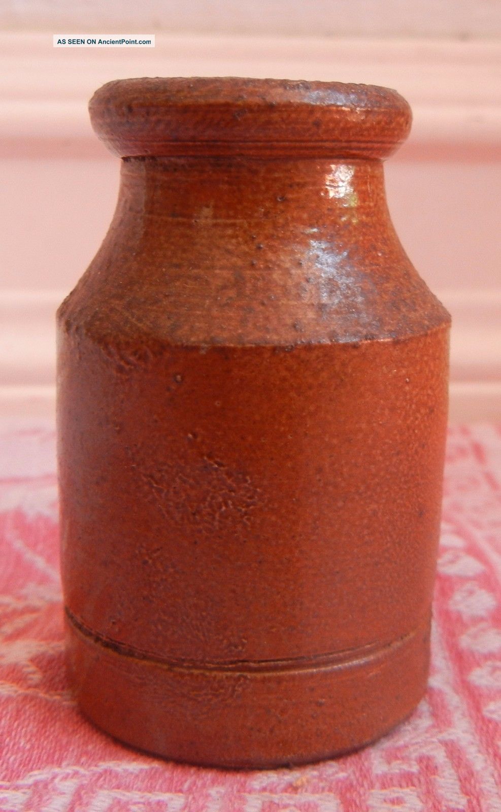 Antique Primitive Miniature Stoneware Crock Swasey ? Toy Give Away Sample 2 1/2 
