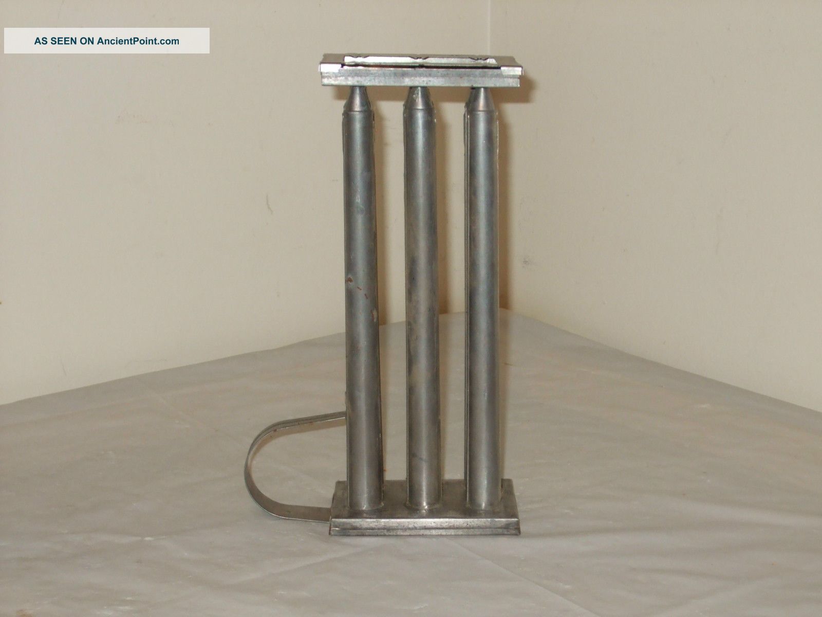 Vinatge Tin 6 Taper 10 Inch Candle Mold With Wick Holder Primitives photo