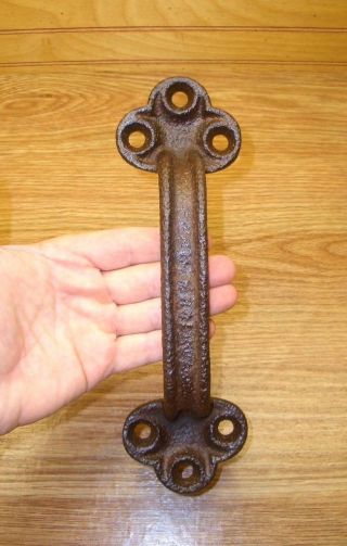 Antique Large Cast Iron Barn Door Pull Handle Vtg Early Old Hardware photo